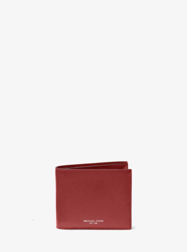 Panske Penazenky Michael Kors Harrison Crossgrain Leather Billfold With Passcase Bordove - Doplnky Michael Kors Obchod | ZCSNP-0182